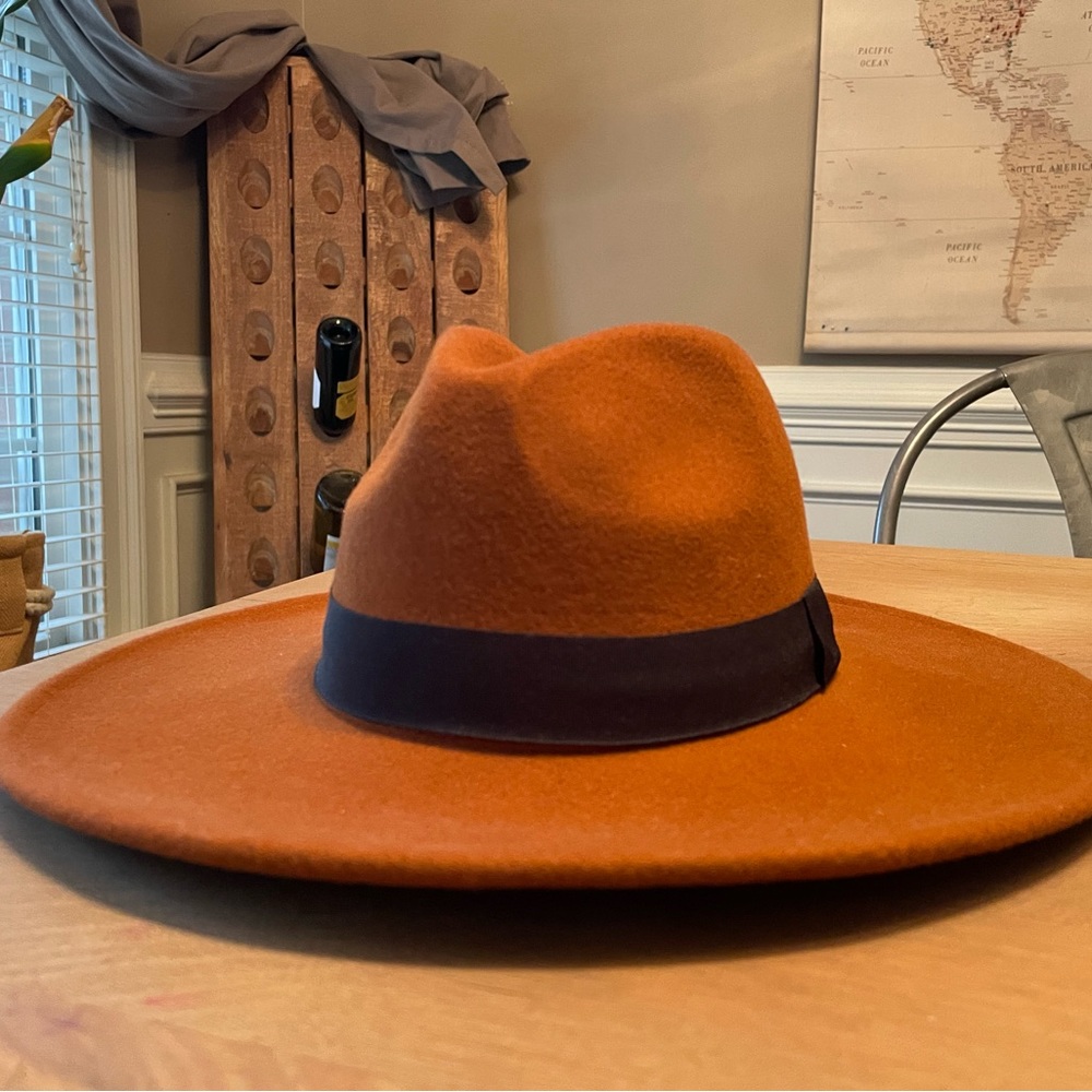 Womens wide brim fedora hat.